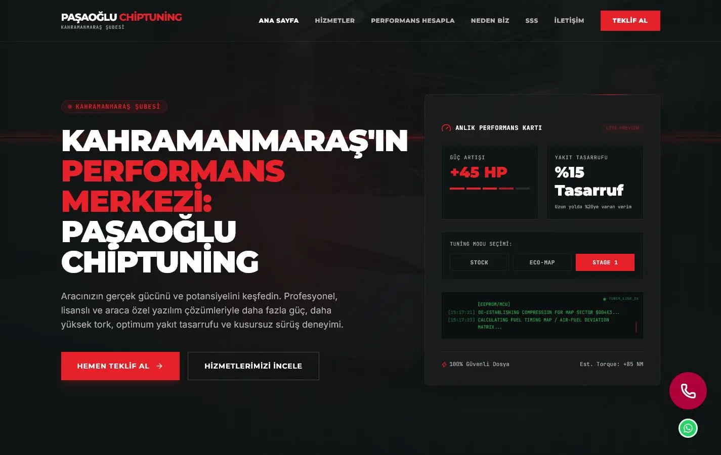 Araç Yazılım web sitesi masaüstü görünümü