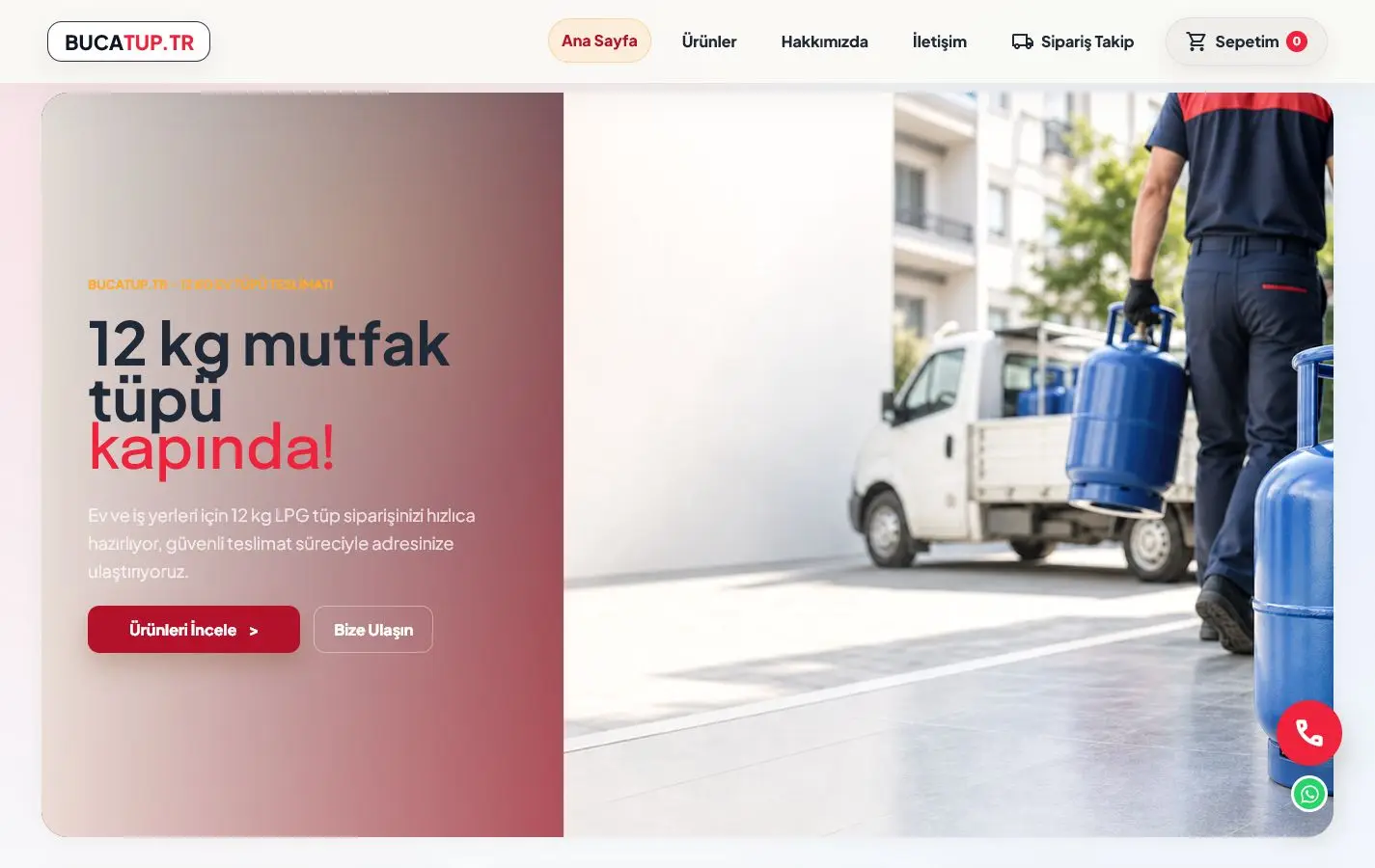 Bucatüp web sitesi masaüstü görünümü