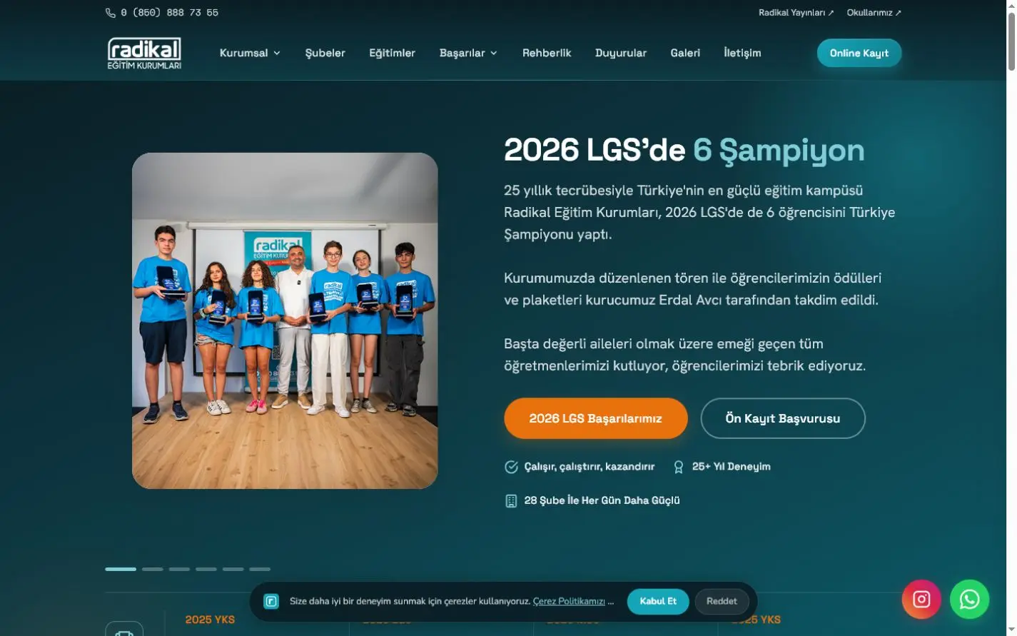 Radikal Eğitim web sitesi masaüstü görünümü
